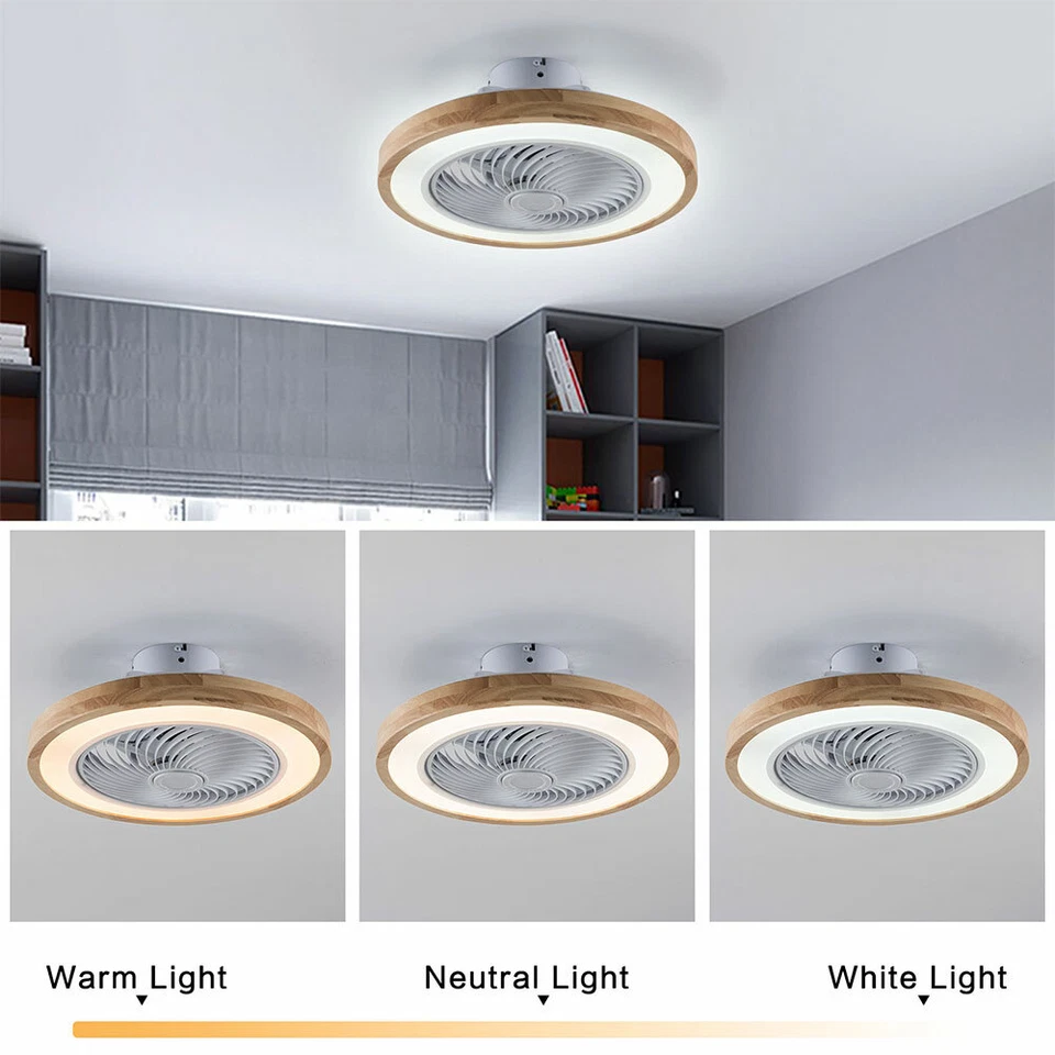 20" Modern Flush Mount Ceiling Fan Light LED Dimmable Chandelier Lamp W/ Remote - Image 4 of 4