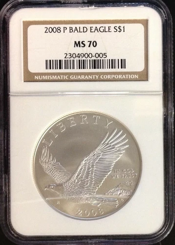 2008 P BALD EAGLE Commemorative $1 Dollar Coin. NGC: MS 70. 2304900-005. DAMAGE