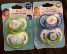 PACIFIERS Binky Nunk BPA Free Silicone Pacifiers Well Beginning 2 2pk Unisex