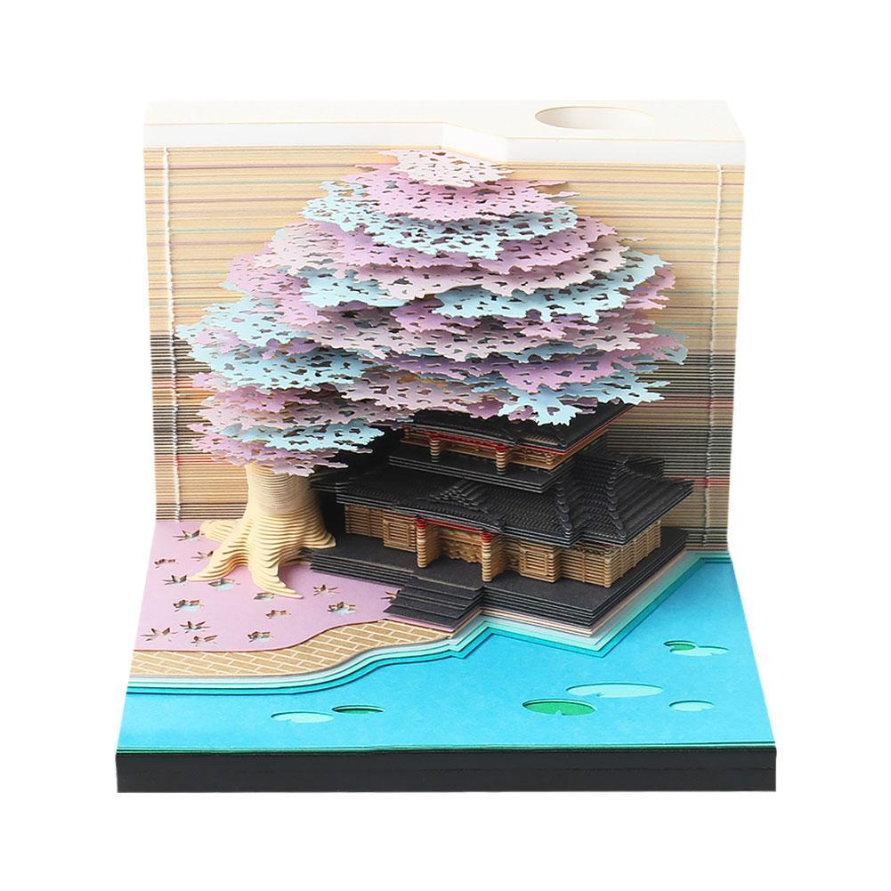 Bloc-notes 3D cabane dans les arbres calendrier 3D 2024 bloc-notes cadeau