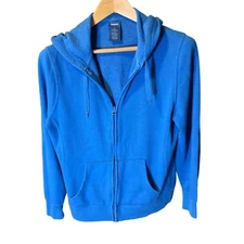 Reebok Royal Blue Long Sleeve Zippered Hooded Athletic Jacket SZ Large