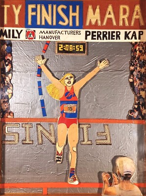 LISTED GERMAN ANNA THORNHILL SIGNED ORIGINAL 3D CONSTRUCT WOMAN MARATHON RUNNER