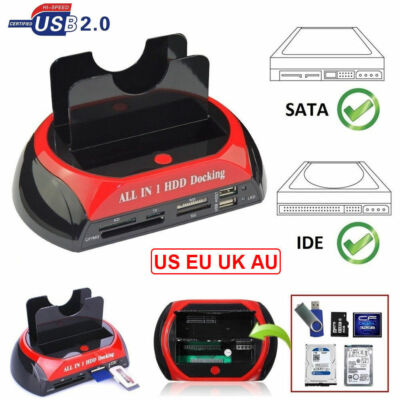 HDD Docking Station 2.5'' 3.5'' Dual Slots USB 3.0 SATA IDE Hard Drive Card Reader