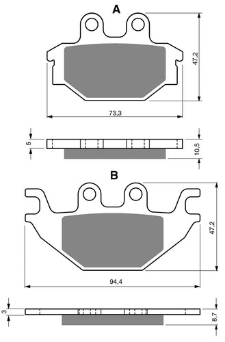 Goldfren Brake Pads Rear For Sym SB 125 Ni - Wolf (EFi Model) 2011-2015 - Picture 2 of 2