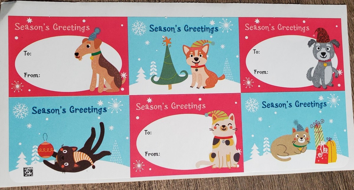 sheet of new dog and cat Christmas gift tags ****BONUS****