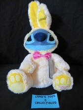 Disney Store Stitch LILO 2021 Yellow 15" Easter Bunny Soft Plush Toy pink bow