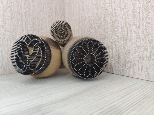 Juego de 3 estampillas tradicionales de pan uzbeko (chekich) para hermosos patrones de 6 cm - Imagen 3 de 9