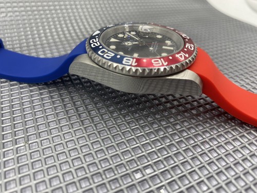 20mm Rosso \u0026 Blu F Cinturino in Gomma Silicone Band si inserisce Rolex  Daytona, GMT Yachtmaster | eBay