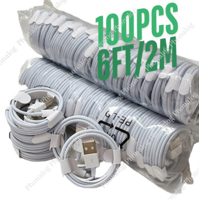 100X Lot For iPhone 14 13 12 11 8 7 6 X USB Fast Charger Cable Charging 6FT Cord