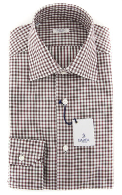 Barba Napoli Brown Check Shirt - Slim - (BNMD203WU10T)