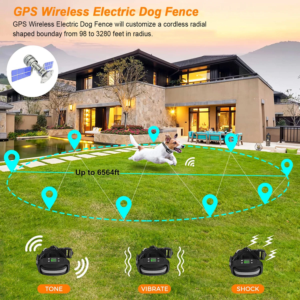 Newest GPS Wireless Dog Fence Pet Containment System Waterproof Training  Collars | eBay