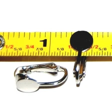 1 PR. BRIGHT SILVER SURGICAL STAINLESS STEEL FLAT PAD CLIP ON EARRING FINDINGS