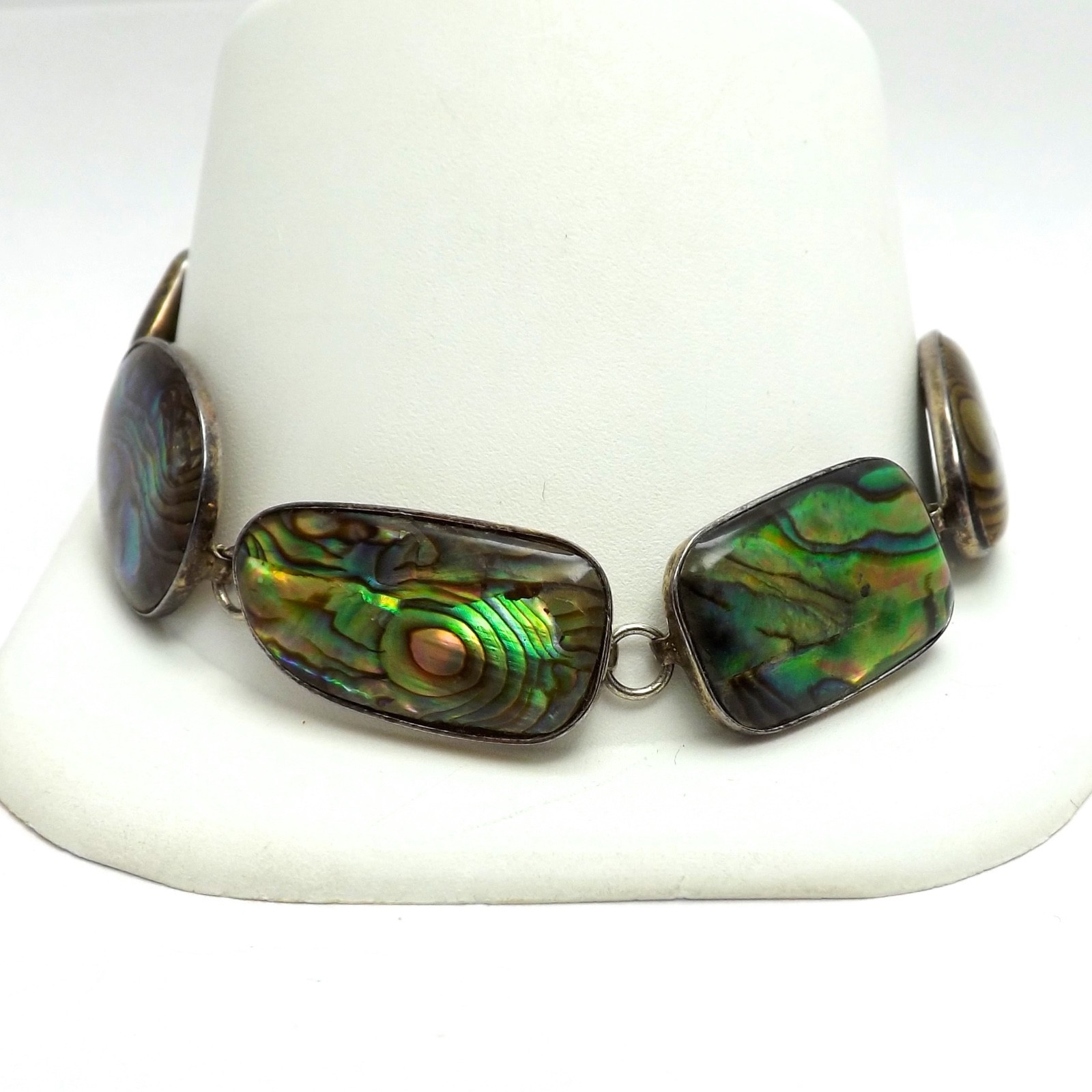 Sterling Silver Abalone Shell Toggle Bracelet Adj… - image 1