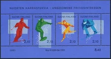 Finland 872 sheet,MNH.Michel 1152-1155 Bl.8. Skiing,1991.