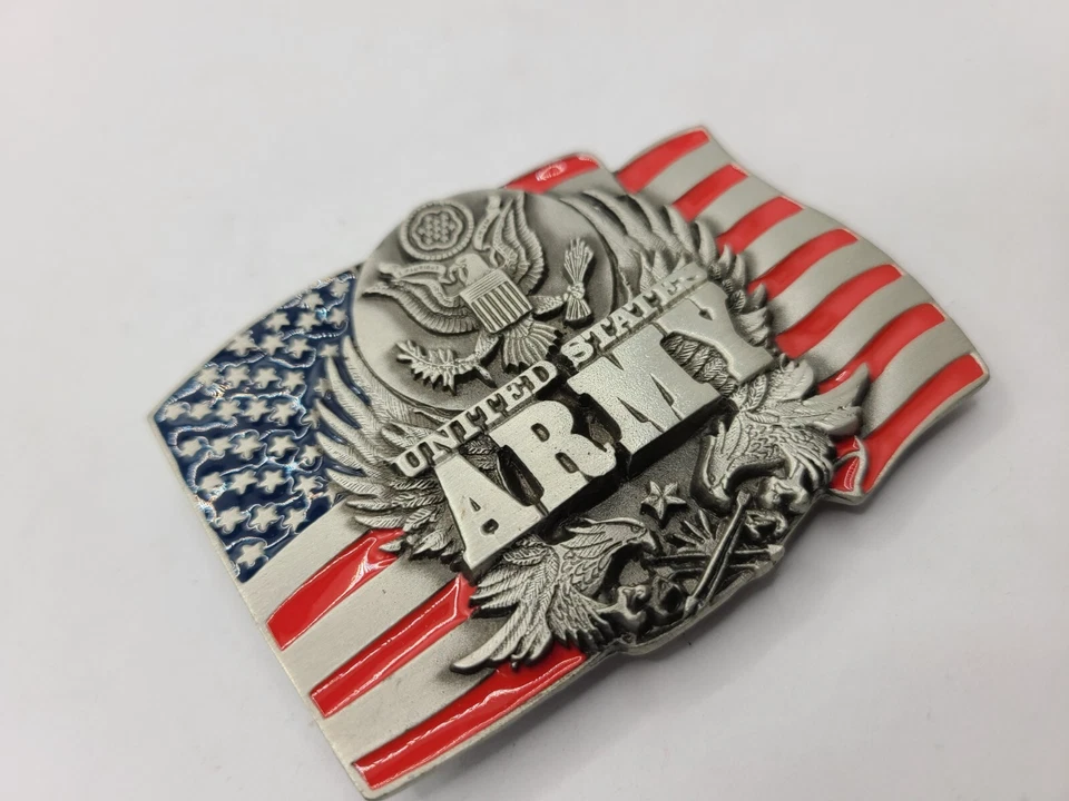 Hebilla de cinturón de peltre del ejército de Estados Unidos coloreada Siskiyou hecha en EE. UU. Foto 3 de 4