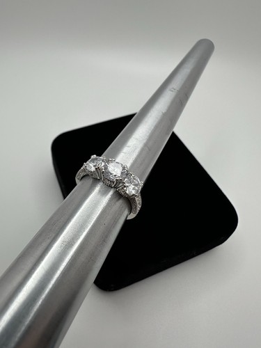 Vintage 18k Gold Plated CZ Ornate Ring Size 8.75 JB20 - 第 4/10 張圖片