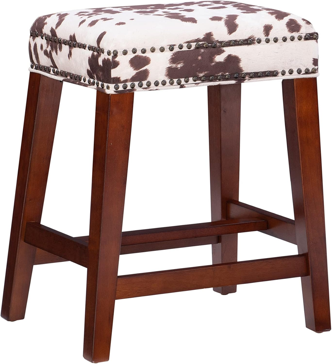 Harlow Brown Cow Print Backless Counter Stool by