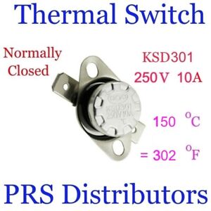 KSD301 5 Pcs Thermostat 250V 15A 40℃-150℃ Thermostat Switch Normal Closed Temperature Control Switch 150℃ 