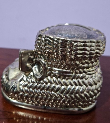 Baby Bootie Money Box, Silver Plated, Tarnished - Picture 4 of 13