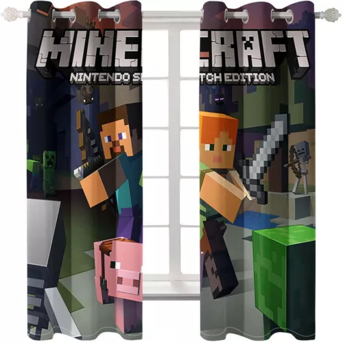 Tende camera da letto bambini videogioco 3D Minecraft anello oscurante decorazione porta protezione UV - Foto 13 di 20