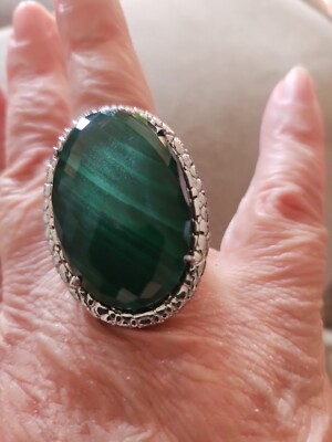 Colleen Lopez 925 Silver  Malachite Ring SIze 7 NWOT 