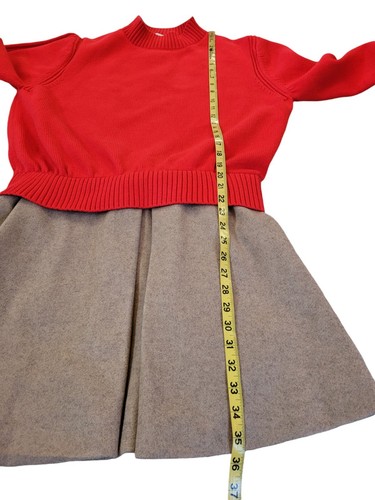 New MARE MARE Anthropologie L Red Brown Twofer Mock Neck Sweater Dress Women - Picture 12 of 15