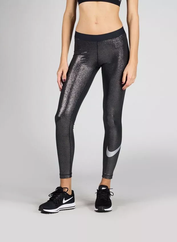 Nike Pro Womens XS Black Silver Shimmer Leggings Full Length Activewear  Athletic