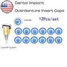 12Pcs US Xtra-Light Strong Retentive Overdenture Locator Male Caps Blue 1.2lbs