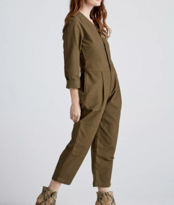 LUCKY BRAND M NWT Hudson Utilty Denim Coveralls Jumpsuit Boilersuit Olive Green