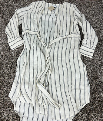 Current Air Duster S Linen Raime Striped Lagenlook Coastal Boho Resort Vacation