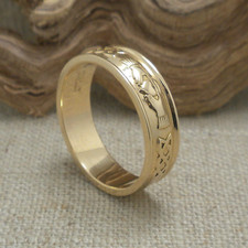 14K Yellow Gold Corrib Claddagh Wedding Ring Made in Ireland by FADO Size 10