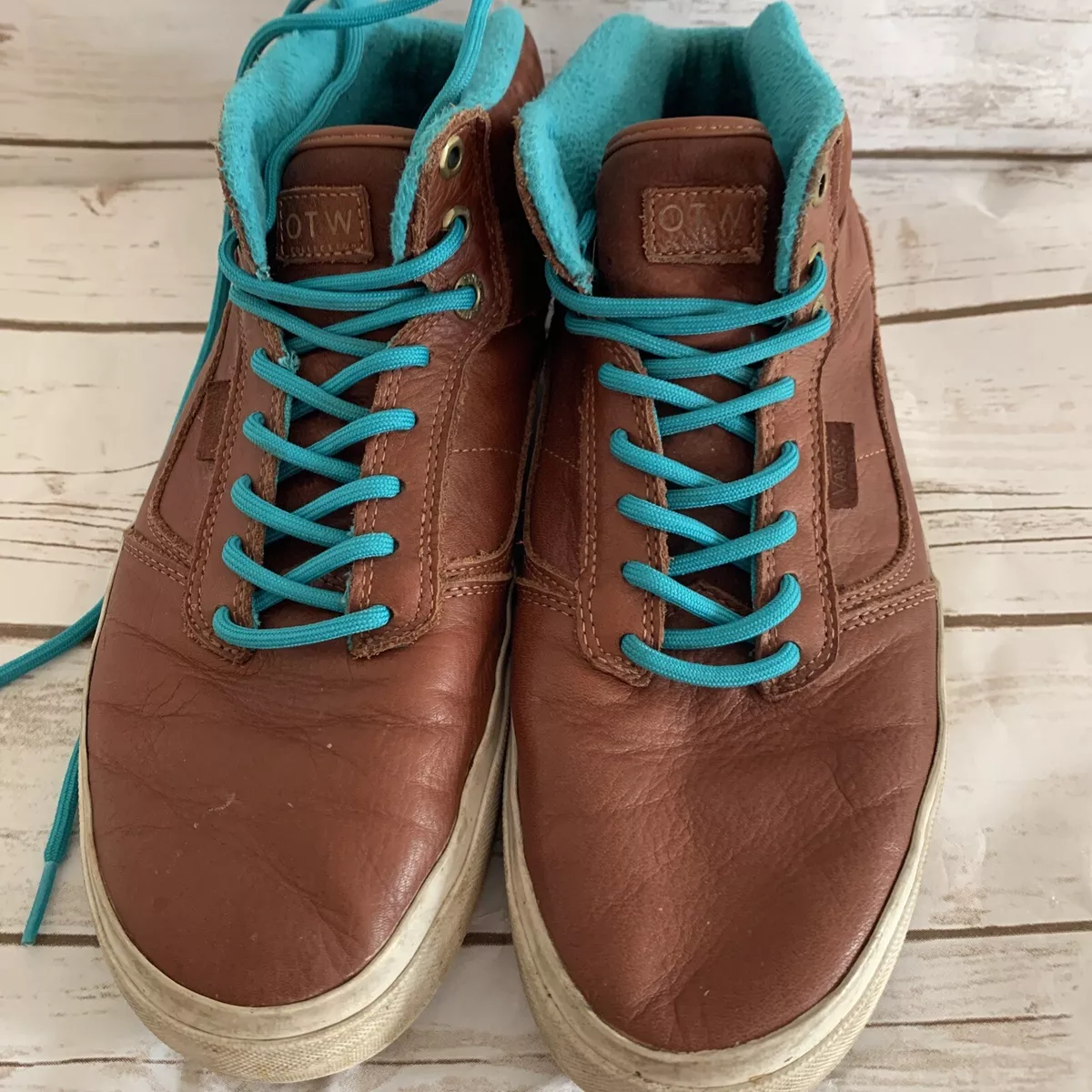 Vans OTW Men s Size 10.5 Brown Leather High Top Skate Sneakers Shoes