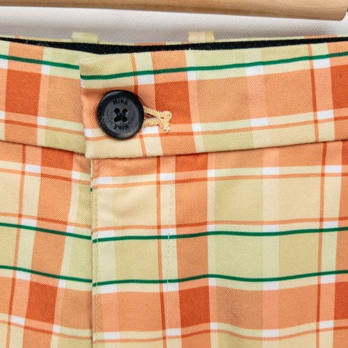 Nike Golf Shorts Dri-Fit Mens Size 34x11 Yellow Orange Plaid Elastic Waist Logo - Picture 2 of 12