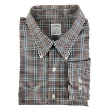 Brooks Brothers Men XXL Button Down Shirt Plaid Check Non Iron