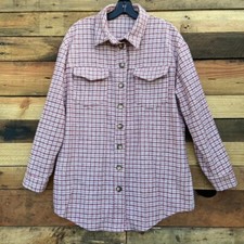 Missguided Pink/burgundy Plaid Oversized Shacket - Us Size 0
