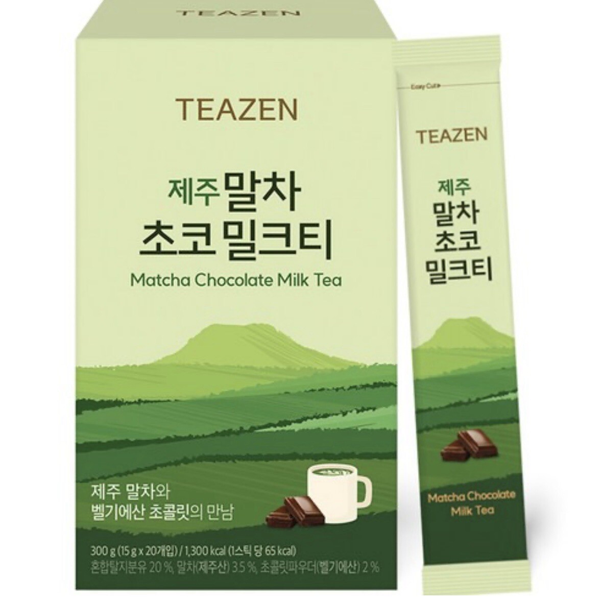 TEAZEN Jeju Matcha Chocolate Leche Té Pack De 20 Palitos 15g