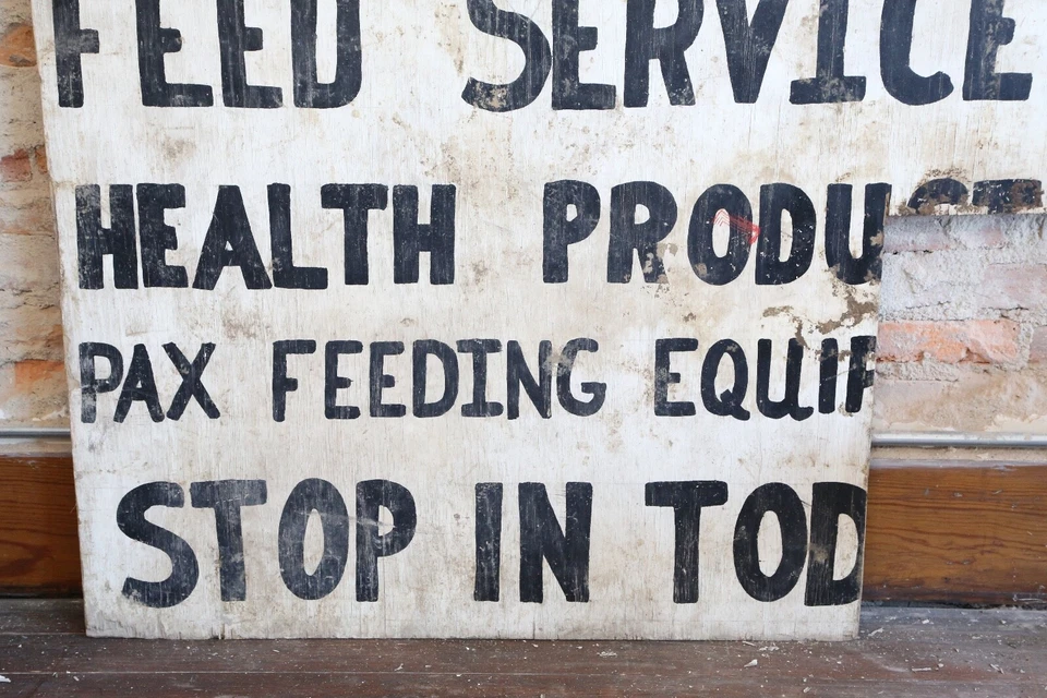 Vintage Feed Seed Farm sign hardware General store Cattle Hogs Farmhouse White - Image 3 of 4