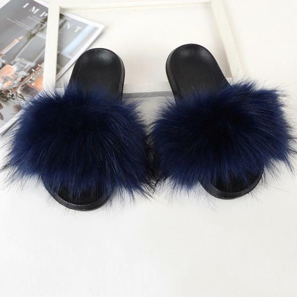 Faux Fur Slides Fuzzy Fluffy Slippers Flat Soft Sandals Open Toe - US Seller