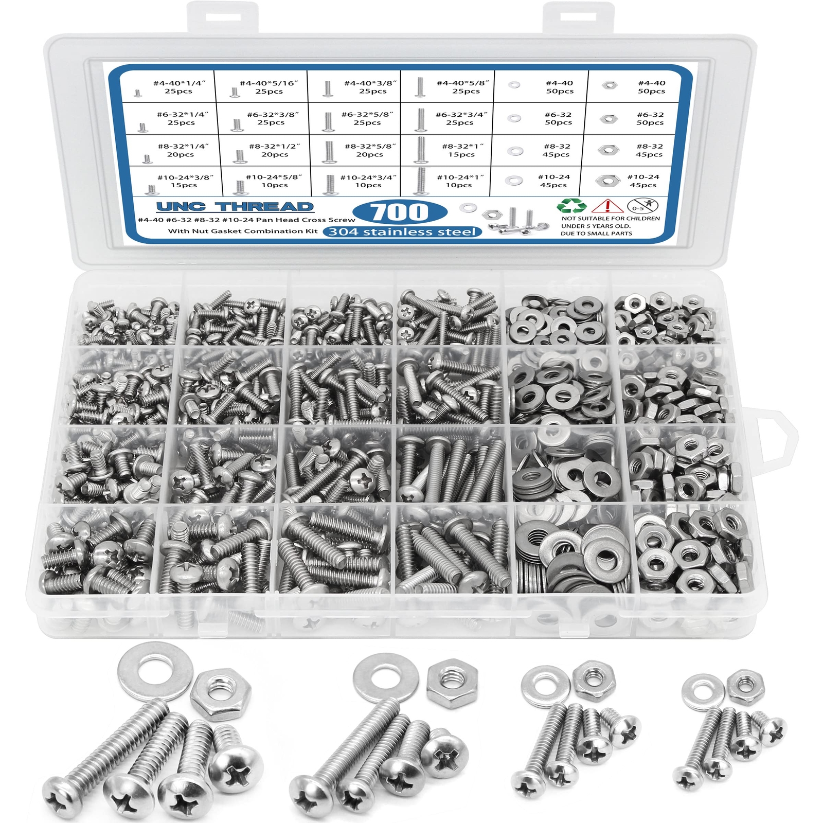 700Pcs Nuts and Bolts Assortment Kit, SATANTECH 4-40#6-32#8-32#10-24 Phillips...