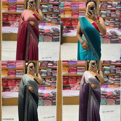 Women's Satin saree with Running Blouse Piece