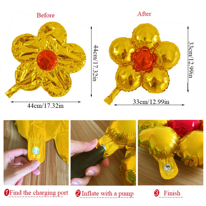 Globo de papel aluminio flores 13' baby shower despedida de soltera boda feliz cumpleaños decoración ❶ Foto 3 de 4