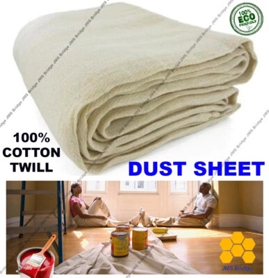 JMS BRIDGE 1 Cotton Dust Sheet Large Heavy Duty Decorating Paint Protection Twill Cover DIY
