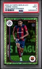 832 Lamine Yamal 2023 Topps Chrome Merlin UEFA Neon Green Shimmer RC /399 PSA 9
