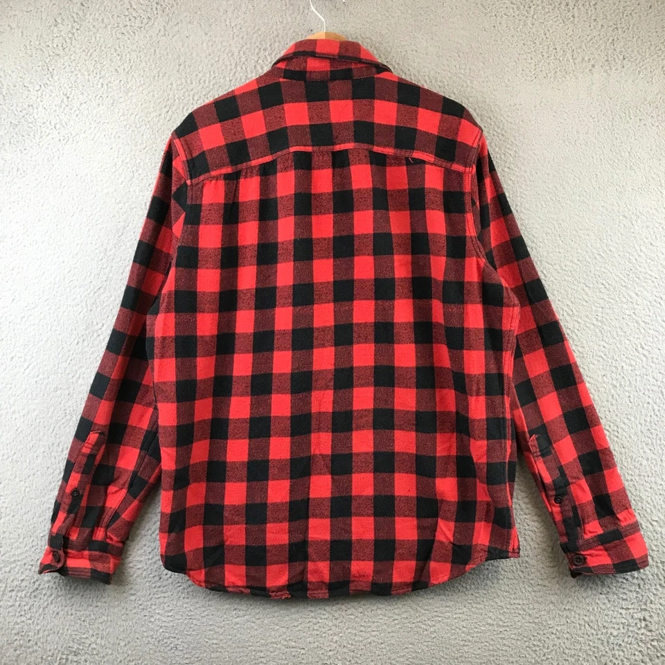 Abercrombie Fitch Red Black Buffalo Plaid Flannel Shirt XL Long Sleeve Button Up - Image 2 of 4
