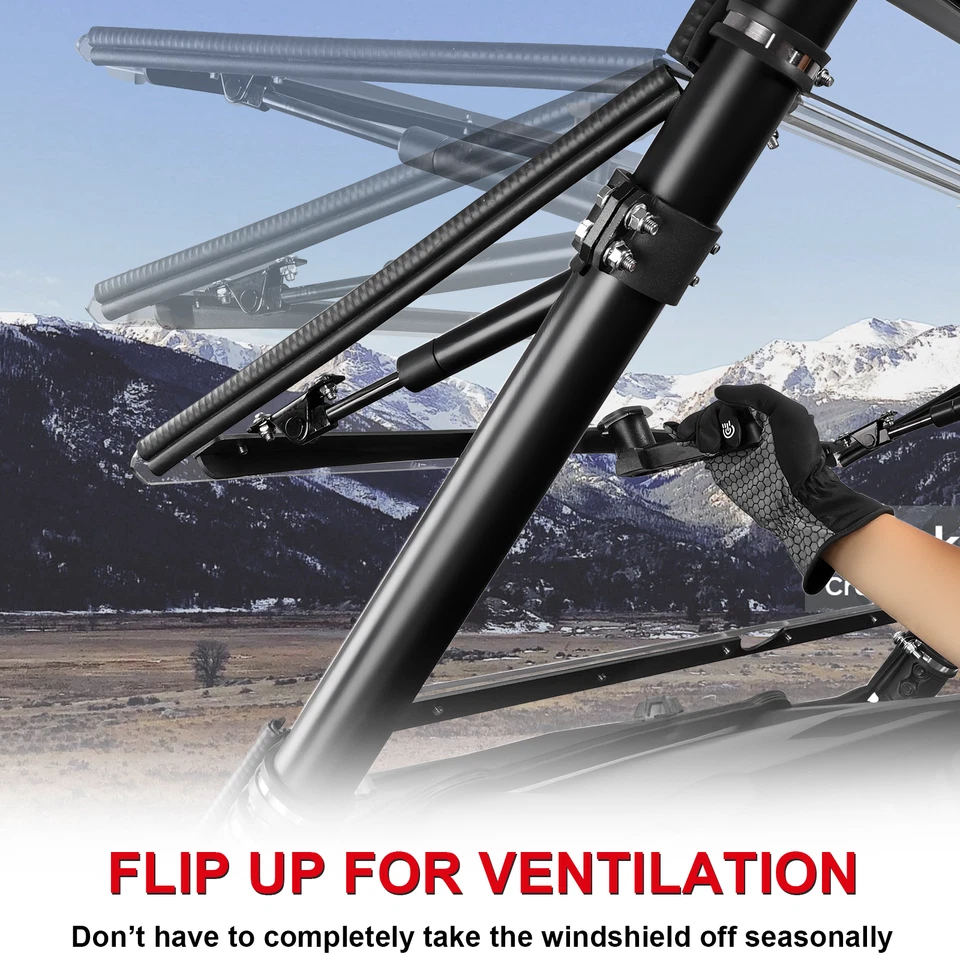 3-In -1 Flip UP Windshield Window for Polaris RZR XP 1000 2014-2018/RZR XP Turbo Foto 3 de 4