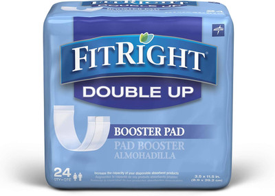 Fitright Double up Booster Pad, Thin Incontinence Liner, 3.5'' X 11.5'', Individua