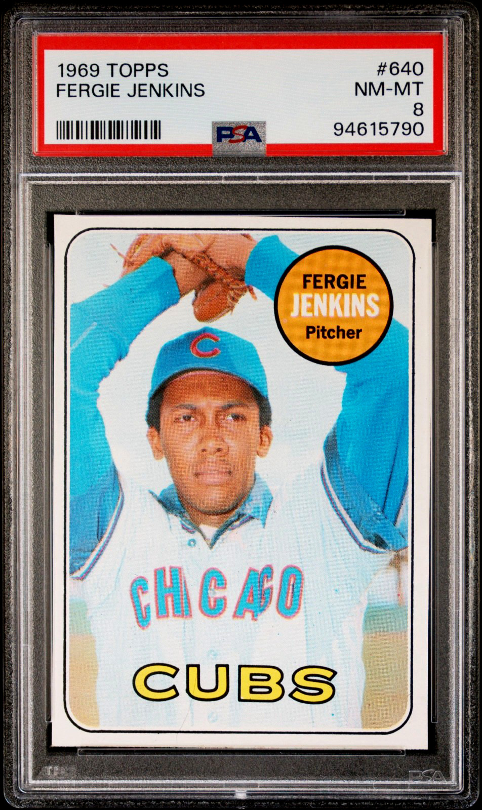 1969 Topps Baseball FERGIE JENKINS Chicago Cubs #640 PSA 8 NM-MT Higher Grading