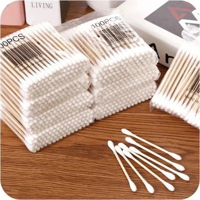500Pcs Disposable Double Tip Swab Cotton Buds Applicator Bamboo Swabs Q-tips
