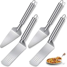 4 Pieces Pie Server Set Stainless Steel Pie Spatula Serrated Cake Cutter Slicer