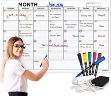 Large 36"x48" White Board Calendar Dry Erase for Whiteboard Poster